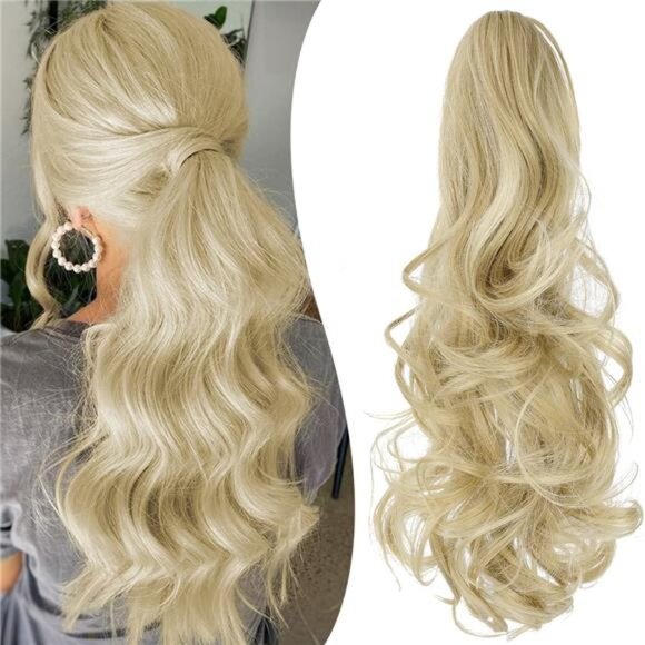 Claw Clip Ponytail Extension for Women Light Blonde